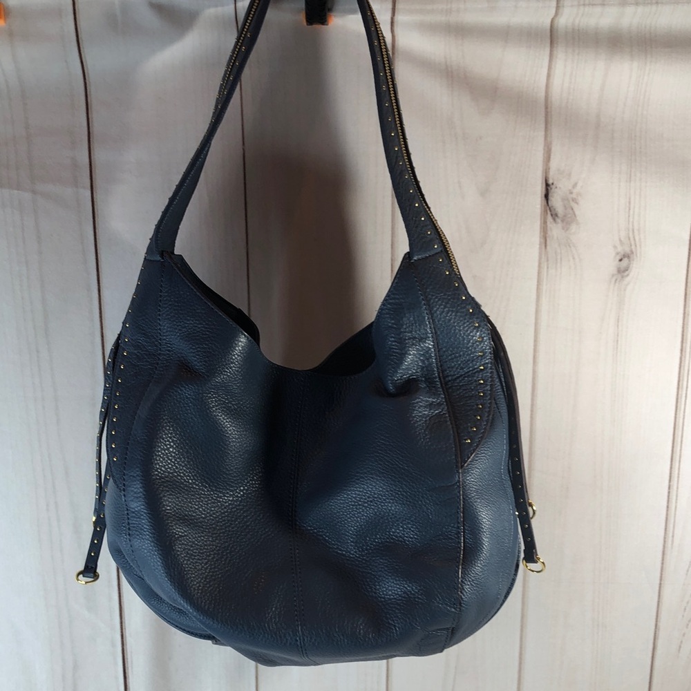 OrYANY Chic Soft Blue Pebble Leather Hobo Bag Gold Hardware and Studs NWOT - Picture 8 of 16